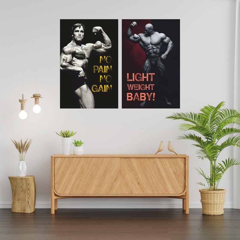 Image of POSTERONN Gym Motivation Wall Posters Pack of 6 12x18 Inch | 300 GSM Workout Exercise Bodybuilding Prints | Fitness Center Wall Art for Home Gym Studio Training Room Decor