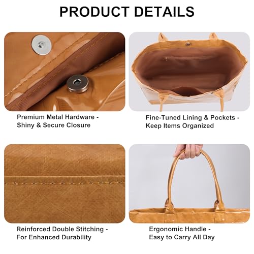 Bolso tote para mujer de PVC color marrón miniatura 6