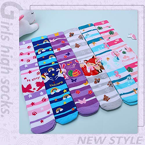 Image of MOGGEI 6 Pairs Kids Girls Knee High Socks Gift Long Crazy Silly Tall Funny Boot Cute Animal Child Fun Socks
