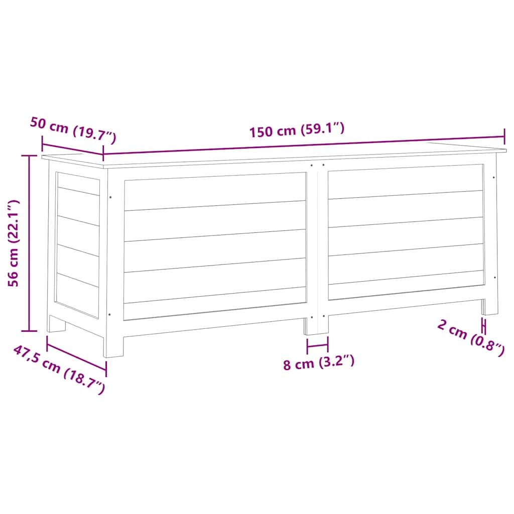 Outdoor-Kissenbox Anthrazit aus massivem Tannenholz 150x50x56 cm Stauraum Truhe für Garten Auflagen Kissen Aufbewahrung wetterfest Balkon Terrasse