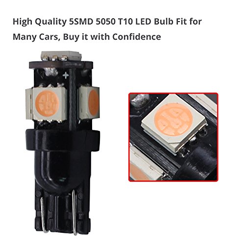 Boodled 50X T10 W5W Led Lights Pink Car Led Bulbs W5W 2825 158 192 168 194 Led Buld For Interior Light Dome Map Trunk Door Instrument Panel License Plate Side Marker Lights. #TOP5