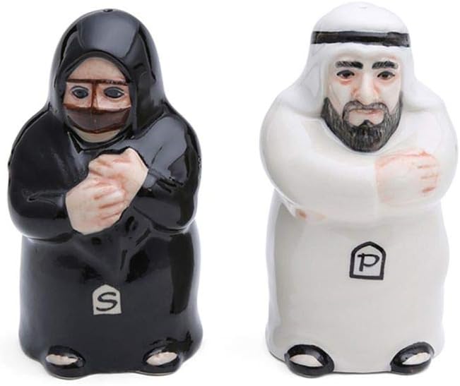 Arab Man and Woman Salt And Pepper Shaker Black/White