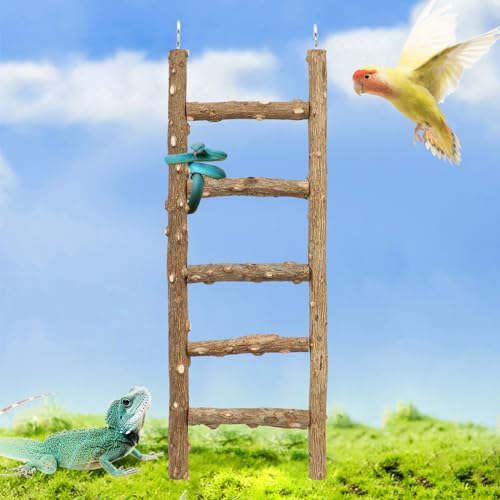 Bird Ladder Toy, Natural Pepper Wood Parrot Ladder, 5-Step Bird Climbing Toys, Bird Chewing Toys, Bird Cage Accessories, Suitable for Birds Parrots Parakeets Cockatiels