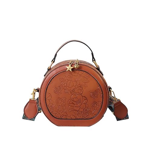 HEBIMEN Women's Retro Flower Print Handbag Crossbody Brown
