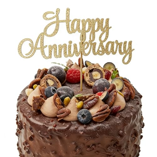 Happy Anniversary Cake Topper Wedding Anniversary Party Decorations 1st 2nd 3rd 10/15/16/18/20/30/40th Glitter Party Cake Topper (gold2)
