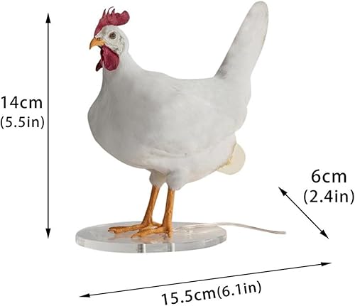 Miniatura 5 de YCRCTC Taxidermy - Lámpara de mesa de gallo de resina luces de cola de pollo gallina de Pascua huevos de noche lámpara lateral de cama color blanco
