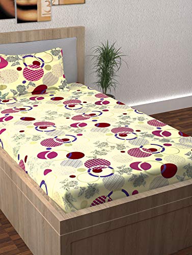 Image of Story@Home 210 TC Spark Collection Cotton 1 Single Bedsheet with 1 Pillow Cover (Cream)