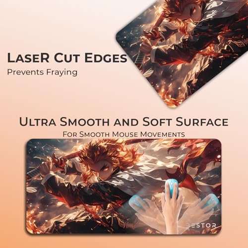 Image of BESTOR Mouse pad with Precise Cut Edges, Waterproof Surface & Non-Slip Rubber Base Stitched Edges Gaming Mouse Mat for Laptop (60cmx34cm)