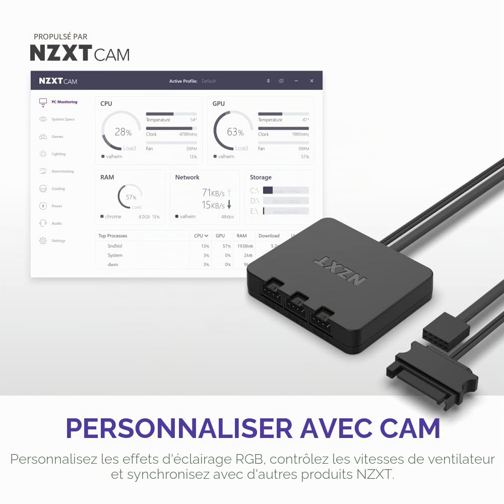 NZXT Lot de 2 ventilateurs RGB Duo F140-2 ventilateurs RGB double face de 140 mm avec contrôleur RVB - 20 LED adressables individuellement - Flux d'air équilibré et pression statique - Roulement