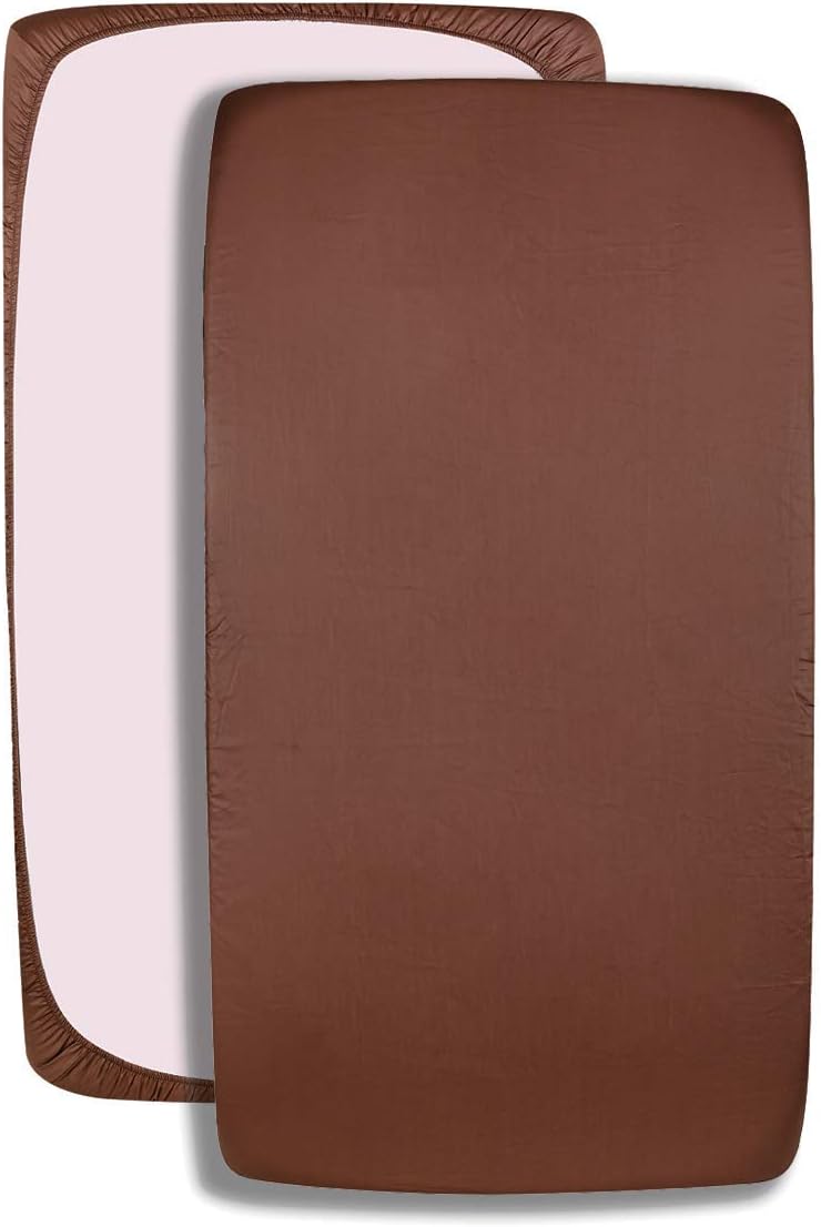 SHERA'S BEDDINGS Amazing Bedding's 1- Pack Fitted Crib Sheet, Egyptian Cotton Toddler Sheets for Baby Boys Girls, Solid Color Toddler Sheet, 28" X 52" with an 8" Pocket, Chocolate