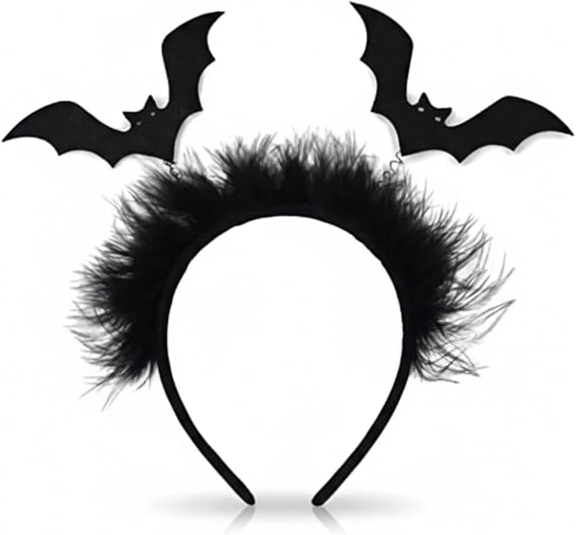Halloween Headband Black Bat Hair Hoop Bat Wings Hair Bands Feather hair band for Women Girls Halloween Party Cosplay Makeup head Decoration