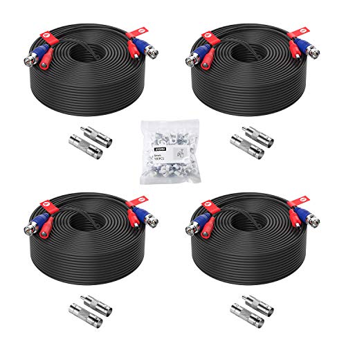 ZOSI 4 Pack 150ft (45 Meters) All-in-One Video Power Cable, BNC Extension Surveillance