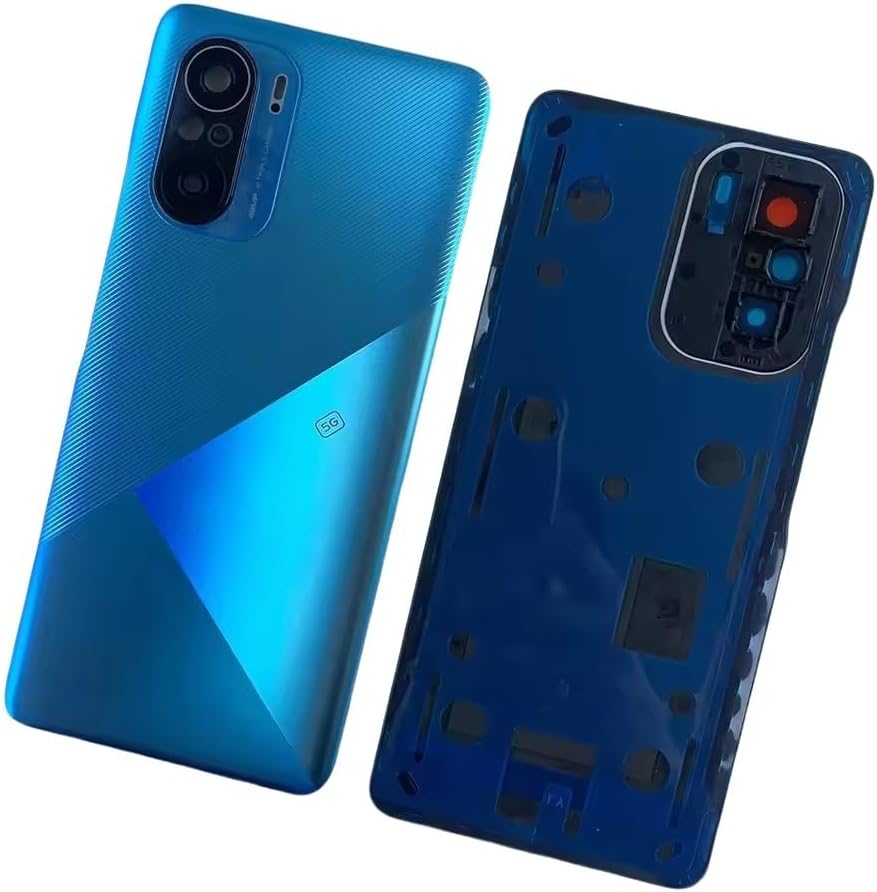 for Xiaomi Poco F3 5G Glass Back Battery Cover Replacement Rear Housing Door Case with Camera Lens (Blue)