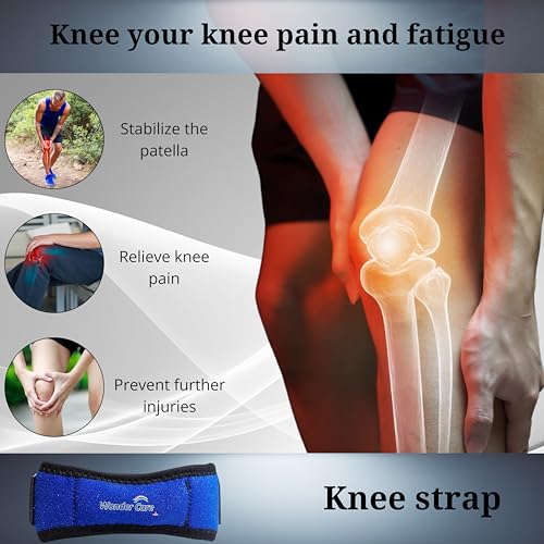 Image of Wonder Care Neoprene Adjustable Patella Knee Support With Silicon Insert For Knee Pain,Patella Tendon Support For Gym Squats,Running,Patellar Tendon Strap Men & Women Free Size (1,Blue)
