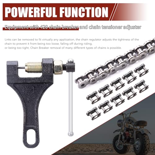 420 Jackshaft Chain 42Link+Standard Roller Chain 90 Link+ Chain Breaker, fit for Coleman CT200U CT200U-EX BT200X Baja Warrior MB200 Massimo Mini Bike Predator 212cc 200cc 196cc 6.5hp Powersports Parts
