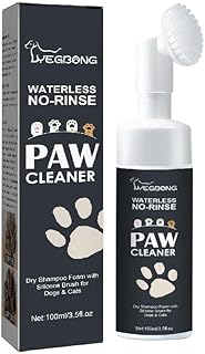 Limpador de patas sem enxágue com escova de silicone para gatos, cães, limpadores de pés de limpeza rápida para limpeza de patas de animais de estimação com escova para cães pequenos e grandes gatos
