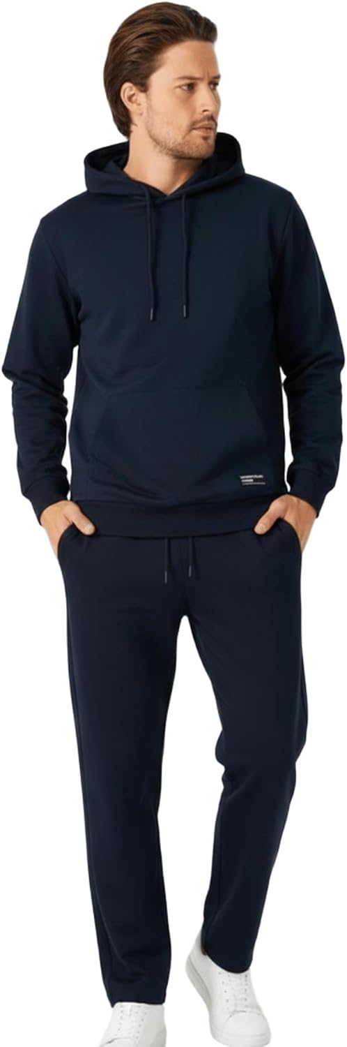 Hooded Sweatshirt with Pockets and Straight-Leg Men’s Tracksuit Set 67