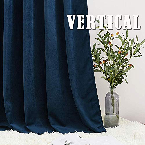 Image of RYB HOME Extra Long Velvet Curtains 102 inches for Sliding Patio Glass Door | Energy Saving, Theraml Privacy, UV Heat Blocking, for Living Room Bedroom Dining Room, Navy Blue, W52 x L102, 2 Panels