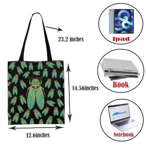 Bolsa tote veraniega PWHAOO con diseño de cigarras miniatura 3