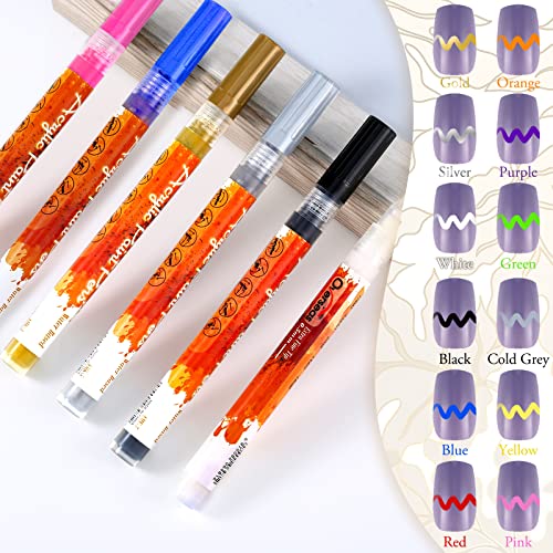 12 Pcs Nail Pen Nail Art Graffiti Pen Waterproof Nail Polish Pen Quick Dry Nail Art Painting Pen Diy Abstract Lines Pen For Nail Art Portable Tip Nail For Painting Draw Nail Art Equipment (12 Colors) #TOP2