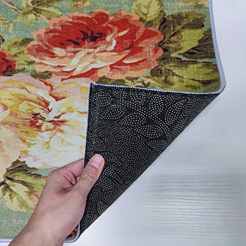 Valentines Roses Flowers Doormats Spring Floral Vintage Rug Entrance Door Rug Outdoors/Indoor/Bathroom/Kitchen/Bedroom/Entryway Floor Mats Non-Slip Rubber Low-Profile 18 X 30, Red Pink #TOP5