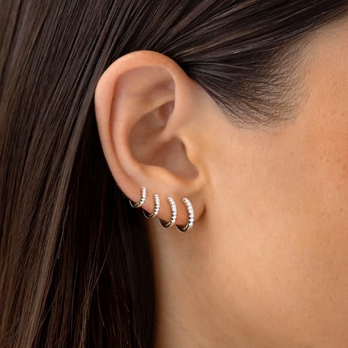 Tragus Earrings for Women, Hypoallergenic S925 Sterling Silver Small Hoop Earrings for Women Trendy,Cute Gold Tiny Cartilage Cubic Zirconia Earrings Sets for Multiple Piercing jewelry Gifts4