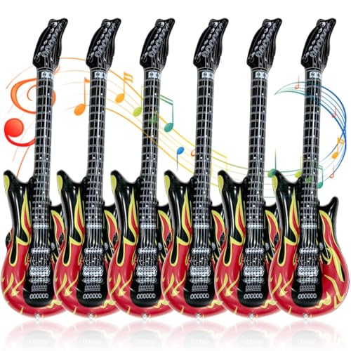 6 Piezas Guitarra Hinchable , Guitarra Hinchable Rock Niños , Guitarra Hinchable Rock , Guitarra Infantil Inflable para Carnavales Fiesta