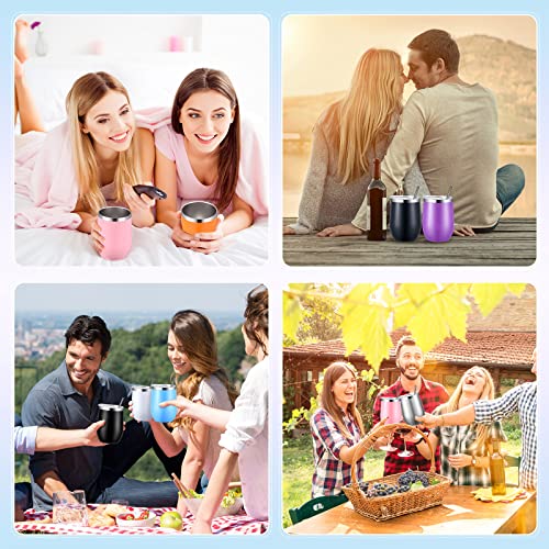 40 Pack Stainless Steel 12 Oz Wine Tumblers With Lids And Straws Stemless Wine Glasses Double Wall Vacuum Wine Cups Insulated Coffee Cup For Cold Hot Drinks Valentine Cna Gift (Colorful) #TOP6