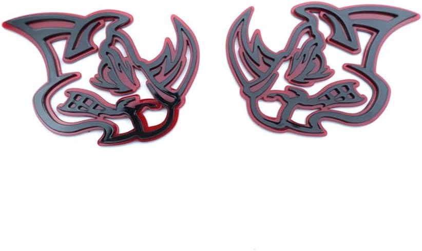 Pair Set Rhino Car Emblem 3D Badge Custom New Decal Replacement for Universal Car Vehicle, Truck, Motorcycle Door Window Decoration (Redline)