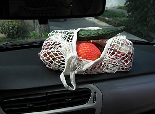 RETON Mesh Bag Organic Cotton String Shopping Tote Net Woven Re-usable Bag - White , 15inch