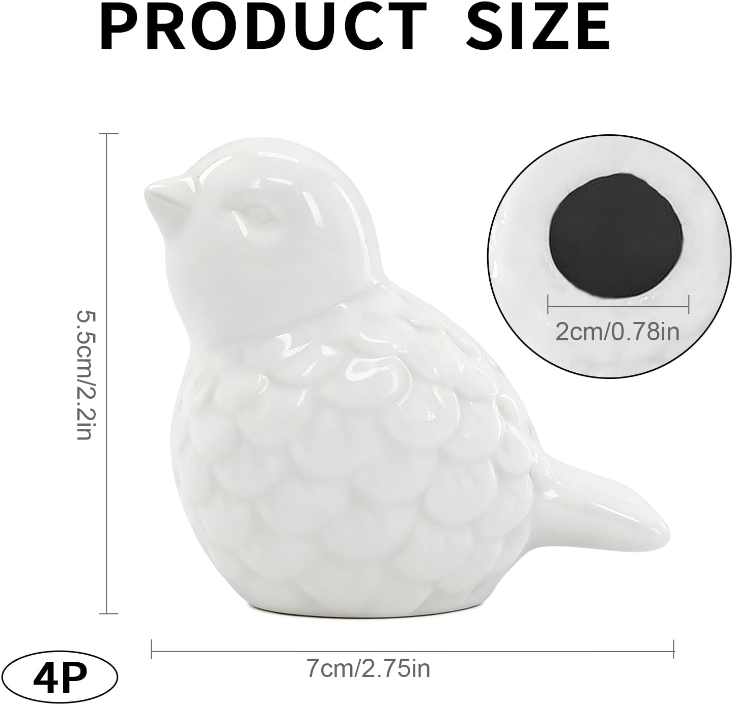 4 Pack Toilet Bolt Covers Decorative, Bird Shaped Caps for Toilets Bolts, No Tools Required Easy Installation Porcelain Ceramic Bird Toilet Knob Caps