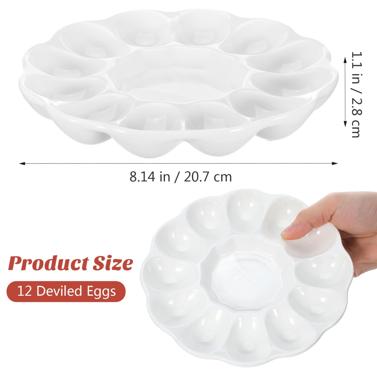 Homoyoyo Bandeja para Huevos Rellenos Compartimentos con Fondo Plano Estable para Servir Hogar y Restaurante Fácil de Limpiar Porcelana Clásica