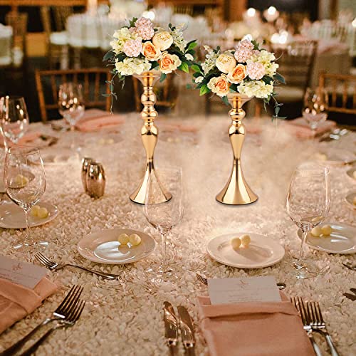 2Pcs Candle Holder Stand For Centerpieces, 12.5" & 15" Tall Versatile Flower Stand Metal Wedding Centerpieces Modern Decor Pillar Candle Holder Set For Wedding New Year Table Centerpiece #TOP1