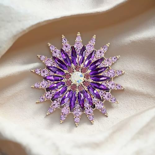 Image of Rhinestone Crystal Sunflower Brooch Pin Elegant Wreath Brooch Clothing Hat Bag Skirt Accessories for Women