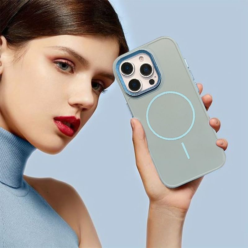 Image of ZR009 for iPhone 15 Pro Back Case Cover | Magnetic | Spiral Camera Protection Silicone Case - White