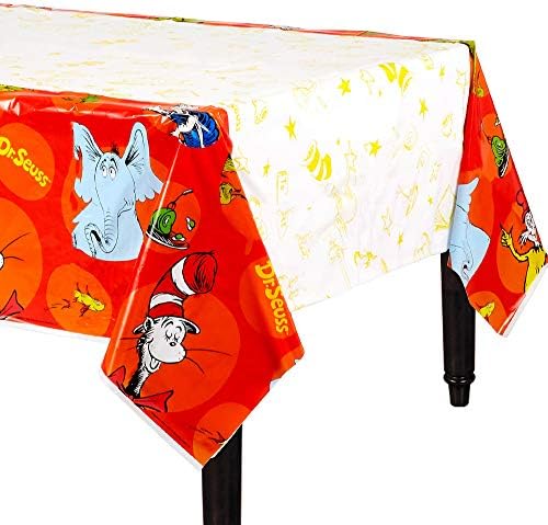 Amscan Baby Sprinkle Plastic Table Cover - 54x96 Inches, Pastel Sprinkle Border, For Baby Showers