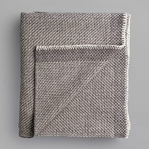 RØROS TWEED - UNA Mini - Wolldecke aus norwegischer Lammwolle - Design von Anderssen & Voll - Deckenmaße: 100 x 150 cm (3851-M - Grey)