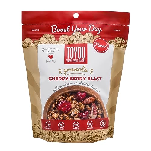 Toyou Snacks Granola, Dried Fruit And Granola Cereal, Gluten Free, Vegan, Healthy Snacks For Adults And Kids, Breakfast Cereal With Protein And Fiber - Cherry Berry Blast cover