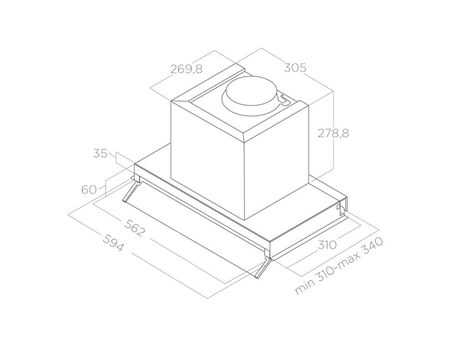 ELICA BOXIN LX/BL MAT/A/60 Cappa incasso aspirapolvere ILL. LED 620 m/h3 PRF0172166