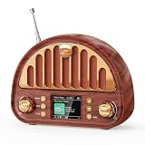 Mesqool Tragbares DAB+/UKW Radio, Retro Radio mit Bluetooth 5.0, Nostalgie Radio Klein mit 3000mAh Akku und Farbdisplay, EQ-Soundeffekt, 80 Voreinstellungen, TF/AUX Anschluss, Doppelwecker