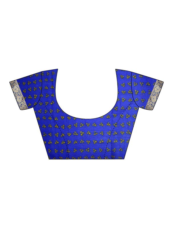 Satrani Women's Lace & Bandhani Printed Chiffon Saree With Unstitched Blouse Piece(2612S2074N_Blue & Turquoise1)