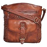 Sling Bags for Women Genuine-Leather - Vintage Multi Pocket Crossbody Purse (Copper)