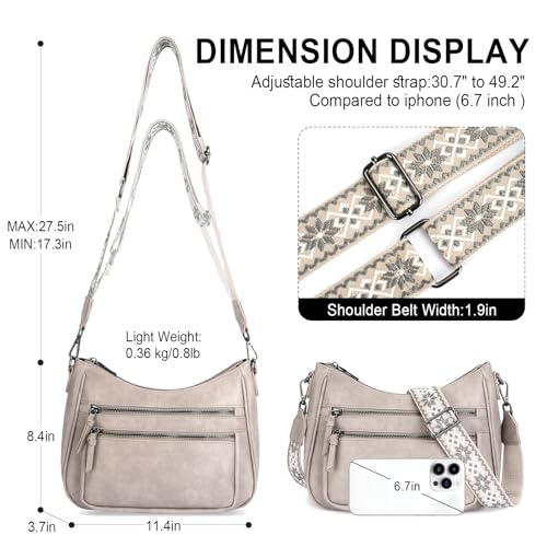 Image of Crossbody Purses for Women Trendy Leather Crossbody Bag,Multi Pocket Shoulder Handbag Lightweight Travel Purse