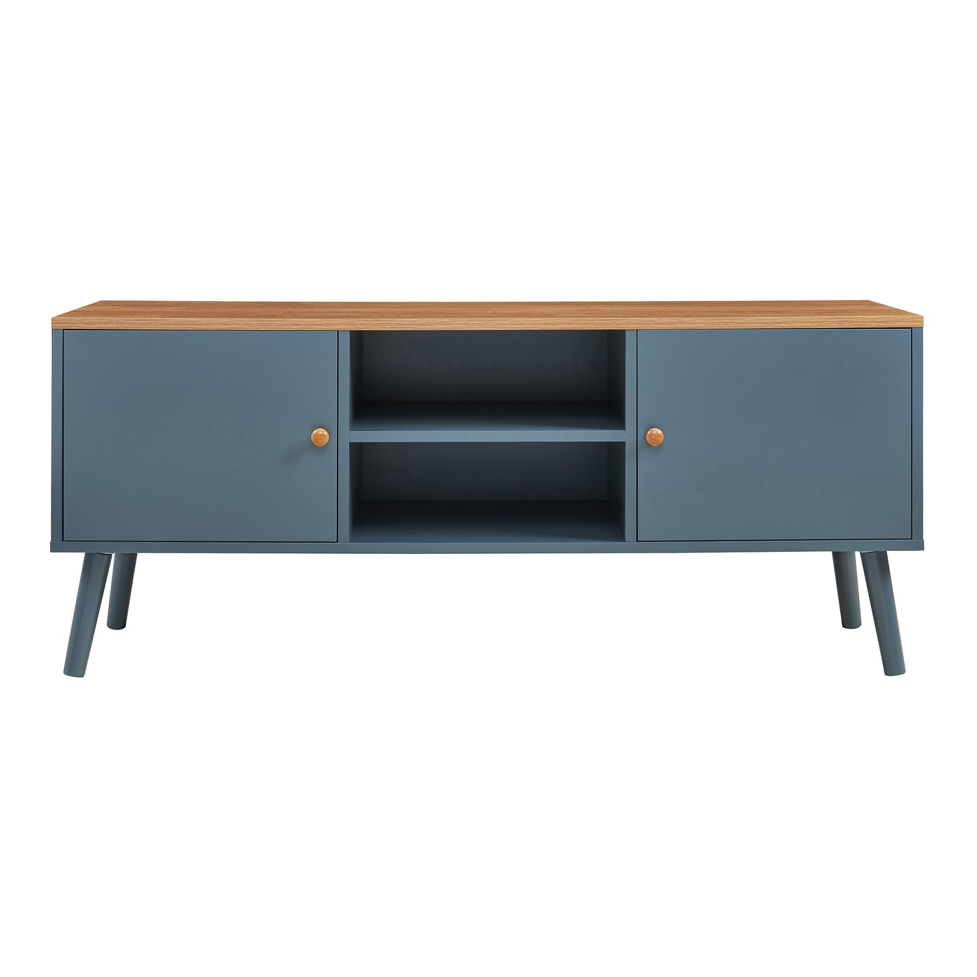 [en.casa] Mobile Porta TV con 2 Ante e Scomparti Aperti Chiusi Armadio Basso Mobile Contenitore Archiviazione Stand Centri Multimediali 120x35x50 cm - Grigio/Effetto Rovere