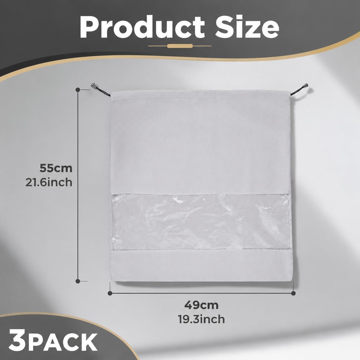 Jeffbaubl 3 Pack XL Dust Bags for Handbags, White Gray, 19.7 x 21.7 Inch