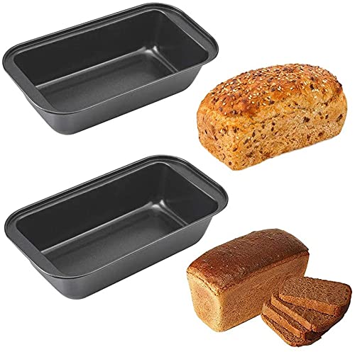 First Try Loaf Pan 2 Pack, Bread Loaf Cake Baking Pan 8.5 x 4.5 Inch Black Carbon Steel Non Stick Loaf Baking Mold Bakeware for Meal Prep (2 Pcs)