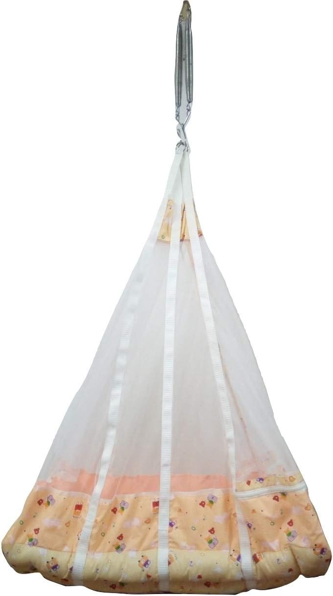 VFH Baby Shop Baby's Standard Hanging Cradle with Mosquito Net and Cradle-Spring - (Peach)