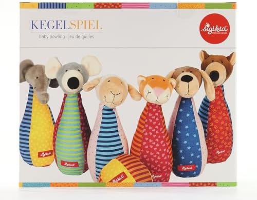 Sigikid 49520 Pluszowe Kręgle dla Dzieci, Wielokolorowe