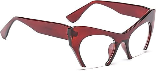 Miniatura 3 de bullabulling Cristal de lectura de ojo de gato de media luna para mujer, marco de anteojos de media llanta, lente grande