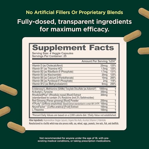 Image of Genius Joy - Nootropic Supplement w /Sam-e, Panax Ginseng & L-Theanine - 100 Veggie Pills (Pack of 2)